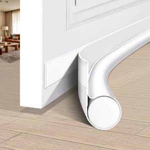 HomeProtect Under Door Draft Stopper Weather Stripping Door Seal Door Sweep Reduce Cold Air Front Soundproof Draft Blocker for Bottom of Door Suitable for Interior/Exterior,White