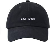 Hatphile: Cat Mom & Dad Hats for Proud Cat Parents | for Men & Women | Embroidered Text - Adjustable Fit - 100% Cotton, Cat Dad Black Cap, Large