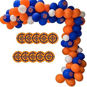 Dart War Party Balloon Garland Kit, 113Pack Blue Orange Black Balloons, Target Sign for Kids Baby Shower Birthday Party Decorations