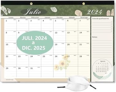 Saiwiimody Calendario 2025 Pared (43 x 31 cm) Español Calendario Mesa Julio 2024 y Diciembre 2025 Hoja por Dia Escribir Planificador Mensual Personalizado para Familiar Escolar Oficina