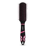 AGARO Delight Flat Hair Brush with Strong & flexible nylon bristles, having Anti-static ball tips, For Grooming, Volumising & Back Brushing, ideal for Men & Women, Black & Pink