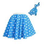 Children's Polka Dot Skirt Rock n Roll 50's/ 60's Style (10-12 yrs (24" Waist), Royal Blue & White Spots)