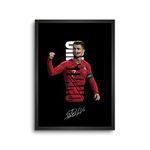 LAMRON Ronaldo The Boss Wall Decoration Art Framed Poster, 12 Inch x 18 Inch, Matt Laminated Poster with 0.5 Inch Black Wooden Frame