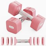 Lifelong Adjustable Dumbbells Set for Home Gym 2-5kg Quick Change Weights with Anti-Slip Stainless Steel Handles - Durable Gym Equipment with Safety Locks- Gym Dumbbell Set for Men & Women (Pink)