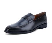 LOUIS STITCH Men's Blue & Jet Black Slip on Shoes Comfortable Moccasins Style Formal Shoes for Men Breathable Inner Lining (SXMCDS) (Size-10UK)