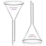 BorinGlass (2 Pack) Glass Funnel Short Stem Borosilicate Glass Lab Filter Funnel, 120 mm Diameter and Stem Length