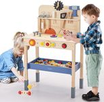 Pillowhale Wooden Kids Tool Bench,Kids Workbench,Building Tools Sets Pretend Play Toys,Construction Workshop for Toddlers Boys Girls Age 3 and Up