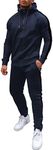COOFANDY Mens Tracksuit Bottoms Sports Outfits 2 Piece Set with Zip Pockets Uk Jogging Pants Fit elasticated Track Suits Gym Hooded Sweatshirt Warm Champlain color L