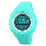 SKMEI Digital Sports Watch Women Waterproof EL Backlight PU Band Small Military Wristwatches Girl Outdoor, Blue, S, Digital