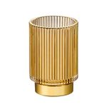 LEICURACE Makeup Brush Holder Toothbrush Holders Crystal Makeup Holder Small Makeup Organizer Retro Desktop Eyeliners Eyebrow Pencil Storage（Gold/L）