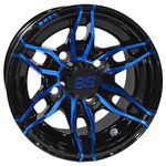 Red Hawk TIR-RX376-BBL Wheel Gloss Black with Blue, 10x7 ET-25 Golf Carts