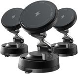 Statik HyperMount Pro Vacuum Phone Mount, Magnetic Phone Holder,15W Wireless Charging, Vacuum Seal Car Mount Works on Smooth & Lightly Textured Surfaces, MagSafe Compatible, Dual USB-C Ports,3 Pack