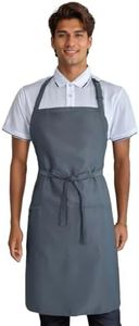 Eksict Long Aprons for Women with 3 Pockets, Waterproof Waiter Apron, Machine Washable Aprons for Cooking, Men Bbq Apron, Grey