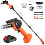 Cordless Pole Saw, 2-in-1 High Branch Saw & Handheld Garden Chainsaw, Electric Extension Pole Chainsaw with 1.5AH Battery, 2.3m Long Reach Telescopic Pole Pruner,150° Adjustable Head for Tree Trimming