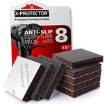 Non Slip Furniture Pads X-Protector - 8 PCS 1 1/2” - Premium Furniture Grippers - Square Furniture Pads - Self-Adhesive Rubber Feet for Furniture - Non Skid Furniture Pads - Keep Furniture in Place!