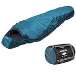 KeenFlex Mummy Sleeping Bag 3-4 Season Extra Warm & Lightweight Compact Waterproof Advanced Heat Control System – Ideal for Camping Backpacking Hiking Festivals – Compression Bag Included (Dark Blue)