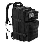 LHI Military Tactical Backpack for Men and Women 45L Army 3 Days Assault Pack Bag Large Rucksack with Molle System - Black