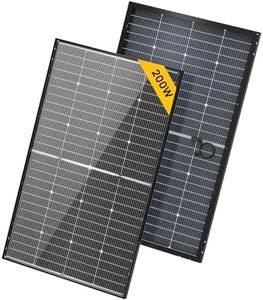 BougeRV 12V N-Type 16BB 200W Bifacial Solar Panel, 12V 200 Watt Solar Panel, for RV Camping Boat Marine Log Cabin Roof, Black Frame (1PCS)