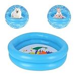 Mini Inflatable Baby Swimming Pool, Paddling Pool for Babies, 2 Ring with Inflatable Safety, Sea Animals Patterns, for Indoor Outdoor Girls Boys Garden Backyard (Blue)