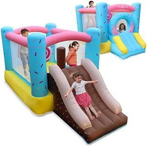 House of the Bounce Candy-Themed Bounce House | Sweet Adventure Inflatable Obstacle Course with Cake Slide | 15 x 7 ft Pastel Jumping Castle for Kids | Perfect for Birthday Parties