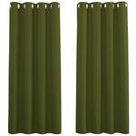 PONY DANCE Bedroom Blackout Curtains - 54 Drop Kids Eyelet Window Curtain for Room Darkening Rings Up Thermal Drapes Set for Kitchen, 2 Panels, 46 inch Wide x 54 inch Long, Olive Green