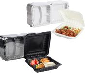 LEOBOX Meal Prep Containers 3 Compartment 8‘’ 55-pack + To Go Containers 3 Compartment 7.8‘’ 65-pack