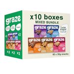 Graze Snacks-Selection box-Total 10 Snack Box, Lunchbox snacks, Vegan snacks - Packaging may vary - 40x30g of at least 45% less sugar than average Cereal bars