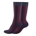 BURCHMARQ Blendishmov, Socks for Men, Premium Combed Cotton, Size UK 6 to 8 (24 to 26 cm), Crew Length, Pack of 1 Pair, Mauve & Blue Colour, Birds Eye Pattern, Seamless, Formal and Dress Socks