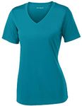 Joe's USA Women's Short Sleeve Moisture Wicking Athletic Shirt-Tropic-S