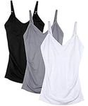 DAISITY Womens Maternity Nursing Tank Cami for Breastfeeding with Adjustable Straps, Black,grey,white, Small