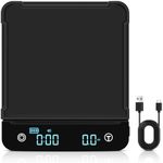 Cadrim Coffee Scale with Timer, Rechargeable Kitchen Digital Scale 0.1g/3kg, LED Screen and Tare Function Espresso Scale, Waterproof Electronic Touch Precision Scale with Silicone Mat in g/oz/ml