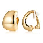 MUYAN Dainty Wide Half Hoop Clip On Earrings for Women 14K Gold Plated Small Chunky Thick Hoop Earrings