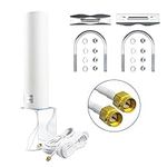 BOOBRIE 10-12dBi 4G Antenna Outdoor Dual SMA Male with 5M RG174 Cable High Gain 698-2700MHz 3G/4G LTE White OmniDirectional Outdoor Mount Antenna for Cellular 4G LTE Router Mobile Hotspot Wireless