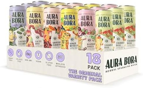 Aura Bora, Variety Pack Herbal Sparkling Water, 12 oz Can (Pack of 18), 0 Calories, 0 Sugar, 0 Sodium, Non-GMO