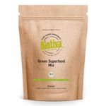 Biotiva Green Superfood Mix Powder Organic 400g - Barley Grass, Wheat Grass, Spirulina, Chlorella, Moringa, Dandelion Root, Nettle, Kelp & Matcha - Mix of 9 Superfoods