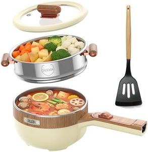 Cullinsss Hot Pot Electric, 1.5L Portable Electric Pot Frying Sauté Pan Multifunctional Cooker for Ramen Steak Soup with Adjustable Power for Dorm Home Travel (Silicone Spatula Included)