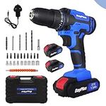 21V Cordless Drill Driver Battery Powered Drill Handheld Drill Set with 2 Speed, 45Nm 25+1 High Torque Electric Screwdriver, 1500mAh Rechargeable Battery,Combi Drill Power Drill Tool with Led Light