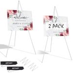 ARTASY 63" Easel Stand for Wedding Signs, Posters, Portable Artist Easel for Painting Canvas, Tripod for Home and Office, Supports 5 lbs-White 2/Pack