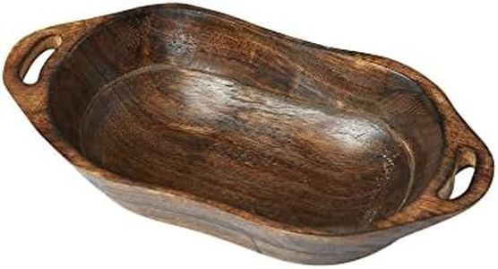 Creative Co-Op Carved Wood Handles, Natural Tray