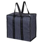 DOUBLE R BAGS Multipurpose Extra Large Big Heavy Duty Storage Organizer Reusable Canvas Shopper Bag With Strong Handles And Base With Covers Zip (Pack Of 1, Navy), Blue