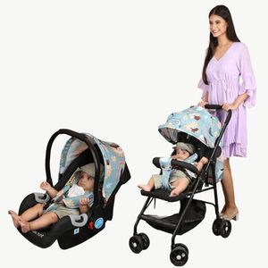 POLKA TOTS Click Clack Travel System Baby Stroller & Pram Infant Car Seat for Kids, Travel Friendly, Safe, Easy to Use for 0 to 3 Years, Stroller and Car Seat Combo(Rainbow Print)