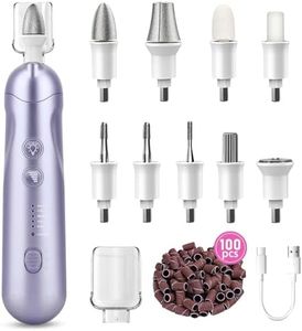 Professional Manicure Pedicure Kit, 9 in 1 Cordless Nail Drill with 100 pcs Nail Drill Bits Sanding Bands, Nail Grinder for Human, 5 Speeds Electric Nail Drill, Nail Dremel Kit for Home and Salon Use