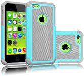 iPhone 5C Case, Tekcoo(TM) [Tmajor Series] [Turquoise/Grey] Shock Absorbing Hybrid Impact Defender Rugged Slim Case Cover Shell for Apple iPhone 5C Hard Plastic Outer + Rubber Silicone Inner