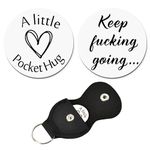 Keep Fucking Going Pocket Hug Token Keychain for Women Men Brother Sister Christmas Birthday Gifts for Friends Daughter Son Inspirational Gifts Self Encouragement Key Chains with PU Pouch