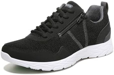 Vionic Brisk-Jetta Women's Active Trainers Lace Up Supportive Walking Shoes Includes Three-Zone Comfort for Heel Pain, Plantar Fasciitis with Orthotic Insole Arch Support Medium Fit, Black, 5.5 US