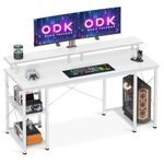 ODK Computer Desk with Shelves, 120 x 50 cm Gaming Desk with Storage, Home Office Desk, Modern Simple Style PC Desk, Stable Workstation, White