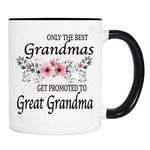 Only The Best Grandmas Get Promoted to Great Grandma - Flowers - Mug - Great Grandma to Be Gift - Great Grandma to Be Mug