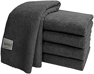 SOFTSPUN Microfiber Export Rejected Cloths Going Cheap 5 pcs 40x40 cms 340 GSM Grey! Thick Lint & StreakFree Multipurpose Cloths for Car Bike Cleaning Polishing Washing & Detailing.