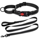 HSIGIO Martingale Collar for Dogs, Reflective Martingale Dog Collar and Leash Set, No Pull Adjustable Dog Training Collars with Quick Release Buckle for Puppy Dogs(Black, XS)