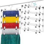 DEILSY™ 5-Tier Skirt Hangers with Clips (3 PK) Pant Hangers Space Saving Multiple Hangers in one Clothes Hangers with Clips Multiple Pants Hangers for Closet Bottom Hangers Metal Hangers with Clips